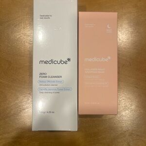 Zero Foam Cleanser and Collagen Night Wrapping Mask Set - White and Pink